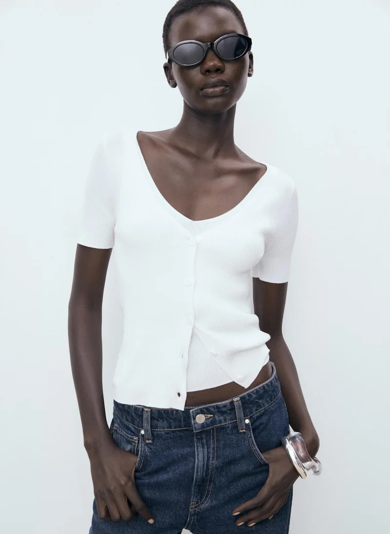 MANGO Mixed ribbed sweater