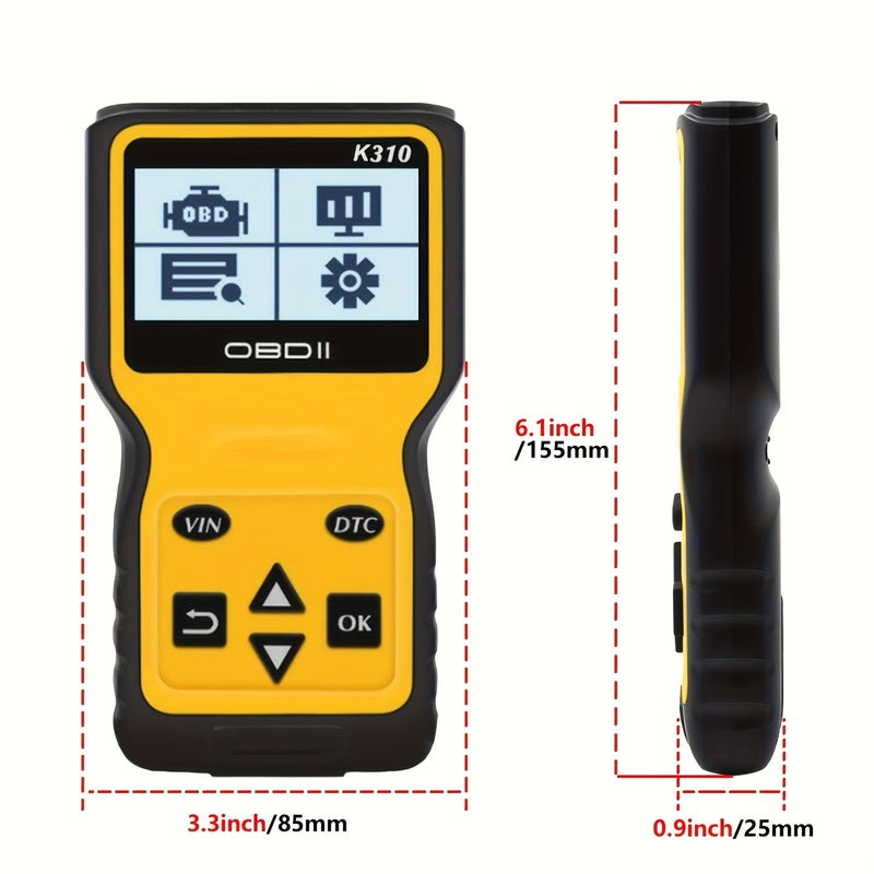 K310 OBD2 Code Reader, Automotive Engine Fault Diagnosis Scanner Plug and Play Obd2 Automatic Code Reader, Quick Diagnosis, Suitable for All Cars Since 1996, vibrant yellow - Image 5