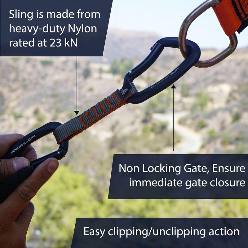FUSION Climb 6-Pack 11cm Quickdraw Set with Contigua Blue Straight Gate Carabiner/Techno Zoom Bent Gate Carabiner,One Size - Image 5