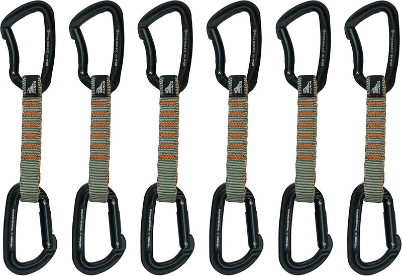 FUSION Climb 6-Pack 11cm Quickdraw Set with Contigua Blue Straight Gate Carabiner/Techno Zoom Bent Gate Carabiner,One Size - Image 1