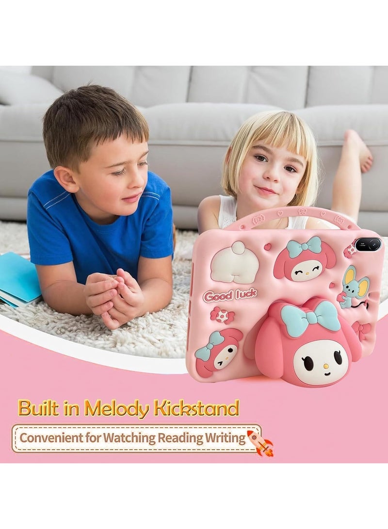 عام غطاء واقي صديق للأطفال متوافق مع Huawei MatePad SE 11 بوصة 2024 - غطاء سيليكون كارتوني مدمج لحن موسيقي، ماص للصدمات مع مقبض حامل وحزام كتف - Image 4
