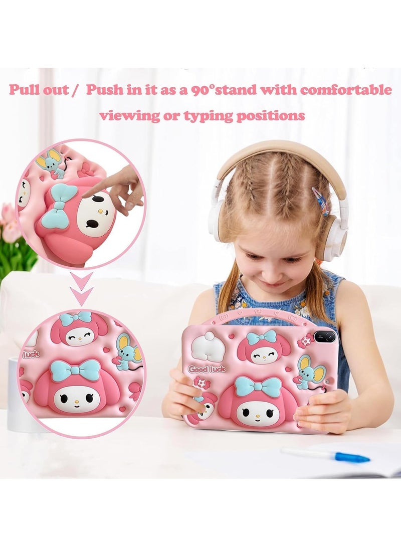 عام غطاء واقي صديق للأطفال متوافق مع Huawei MatePad SE 11 بوصة 2024 - غطاء سيليكون كارتوني مدمج لحن موسيقي، ماص للصدمات مع مقبض حامل وحزام كتف - Image 2