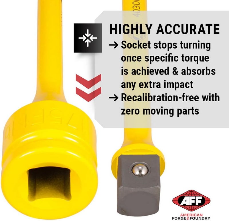 AFF Torque Limiting Extension, 3/4" Drive, 175 ft/lbs, Yellow, 40306 - Image 2