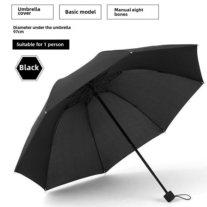 24-Rib Auto Umbrella 12k UV Protection Oversized Folding Sunshade Basic: 8-bone impact umbrella Black 