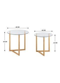 DANUBE HOME Bryner Set Of 2 Glass Nesting Table- Natural Oak  - Image 3