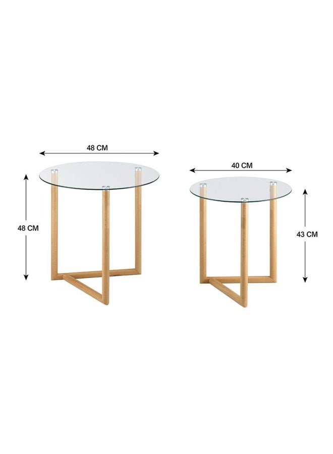 DANUBE HOME Bryner Set Of 2 Glass Nesting Table- Natural Oak - Image 3
