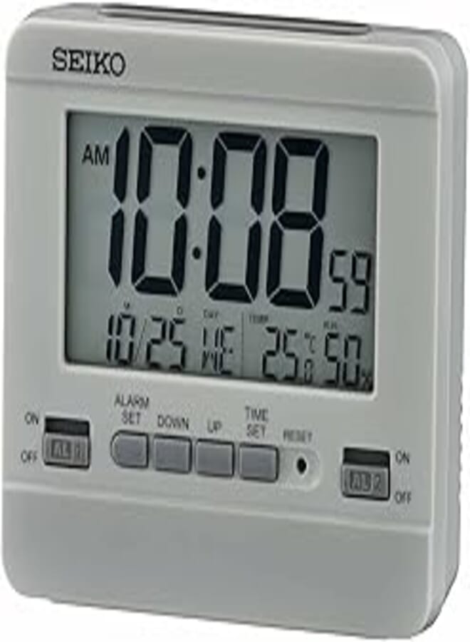 Seiko dual alarm clocks-gray-qhl086n