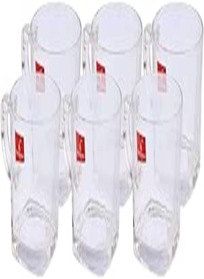 Blink Max Square Base Plain Glass Tea Mug Set, 7.5 * 7 cm - 6 Pieces - Multi Color