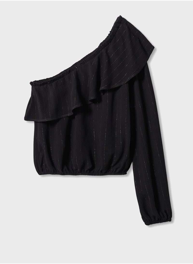 MANGO - Kids Asymmetric Glitter Top - Image 1