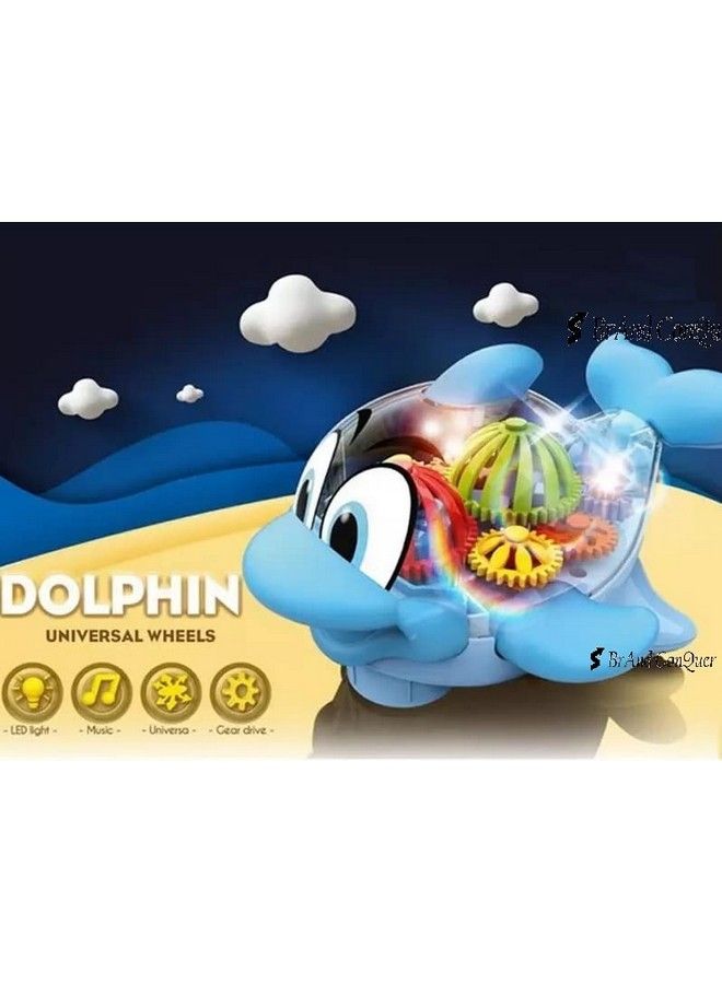 Brand Conquer 3D Car With 360 Degree Rotation Gear Simulation Mechanical Car Sound & Light Toys For Kids Boys & Girls (Transparent 3D Dolphine) - Image 3