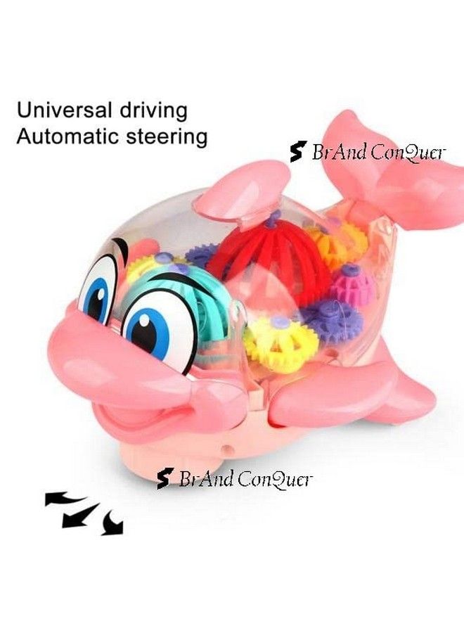 Brand Conquer 3D Car With 360 Degree Rotation Gear Simulation Mechanical Car Sound & Light Toys For Kids Boys & Girls (Transparent 3D Dolphine) - Image 5