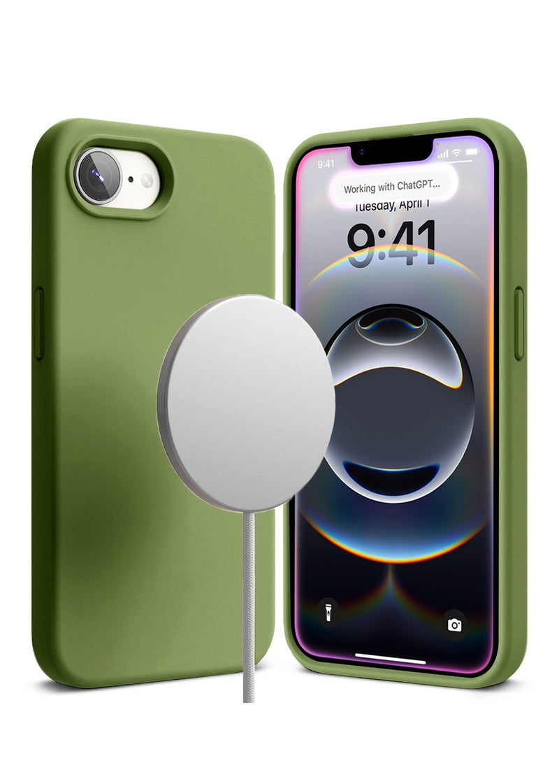 Wtech Apple iPhone 16e 5G 2025 Premium Soft Liquid Silicone Case Cover (MCRPSN) - Olive - Image 2