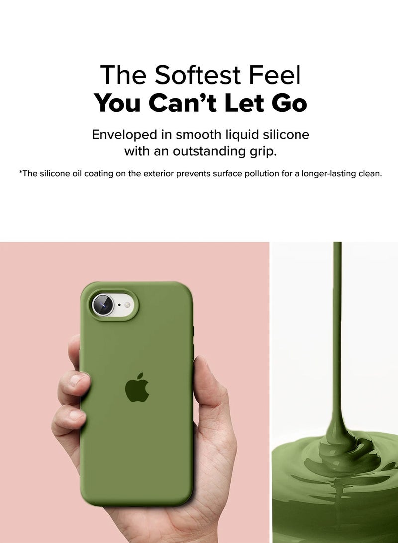 Wtech Apple iPhone 16e 5G 2025 Premium Soft Liquid Silicone Case Cover (MCRPSN) - Olive - Image 4