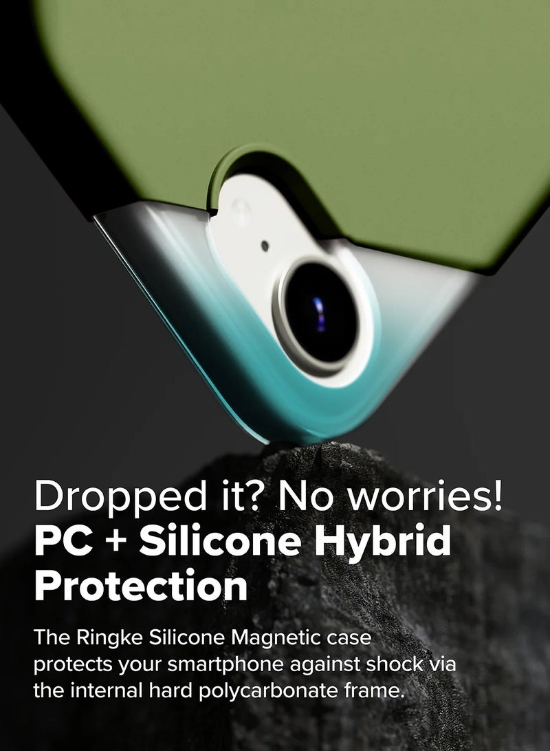 Wtech Apple iPhone 16e 5G 2025 Premium Soft Liquid Silicone Case Cover (MCRPSN) - Olive - Image 5