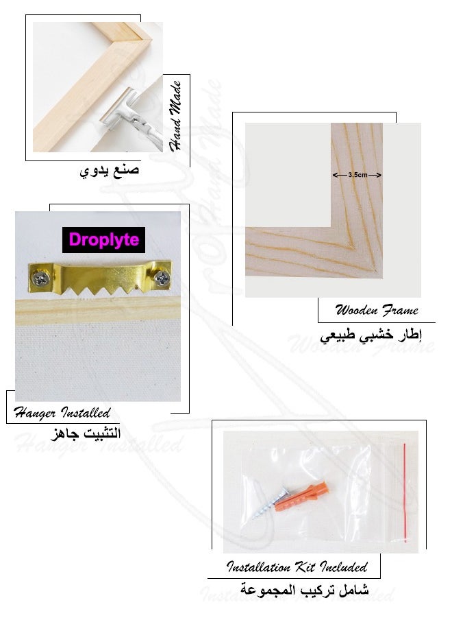 دروبلايت طقم من ٣ لوحات كانفاس على إطار خشبي تصميم رسم تجريدي بالألوان للمنزل غرفة المعيشة المكتب الديكور  - Image 2