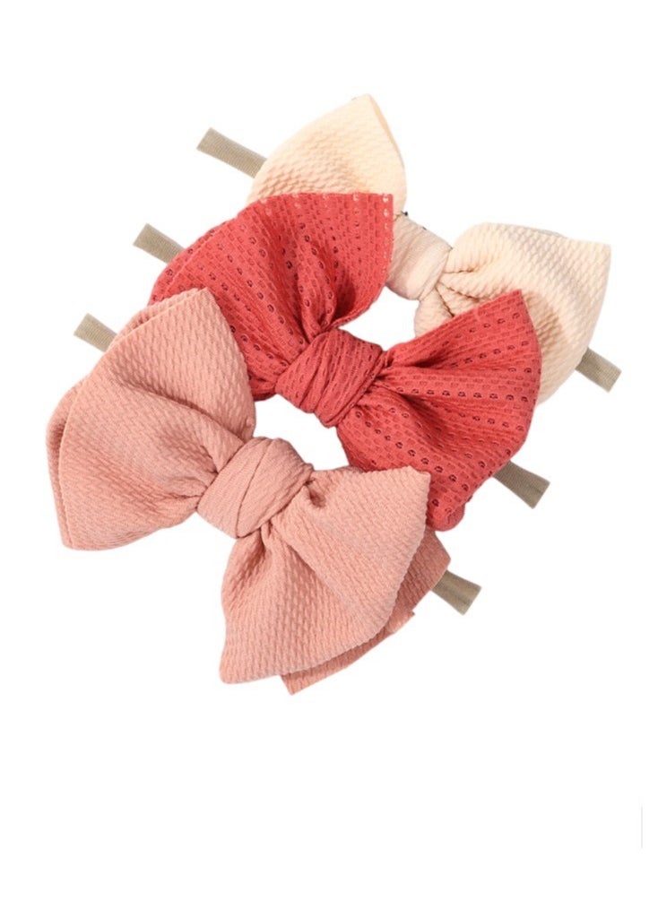 Bambimici Bambimici - Dana Assorted Ribbon Bow Headband for Babies - Orange, Pomelo Pink, Cream  - Image 1