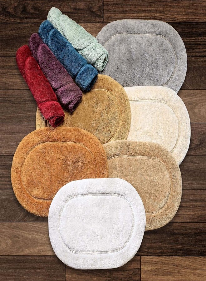 Superior Non-Slip 2 Piece Bath Rug Set, Ultra Plush, Soft and Absorbent 100% Combed Cotton Pile - Traditional Oval Bath Mat Set, White - Image 4