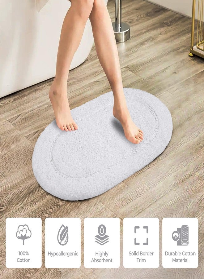 Superior Non-Slip 2 Piece Bath Rug Set, Ultra Plush, Soft and Absorbent 100% Combed Cotton Pile - Traditional Oval Bath Mat Set, White - Image 5
