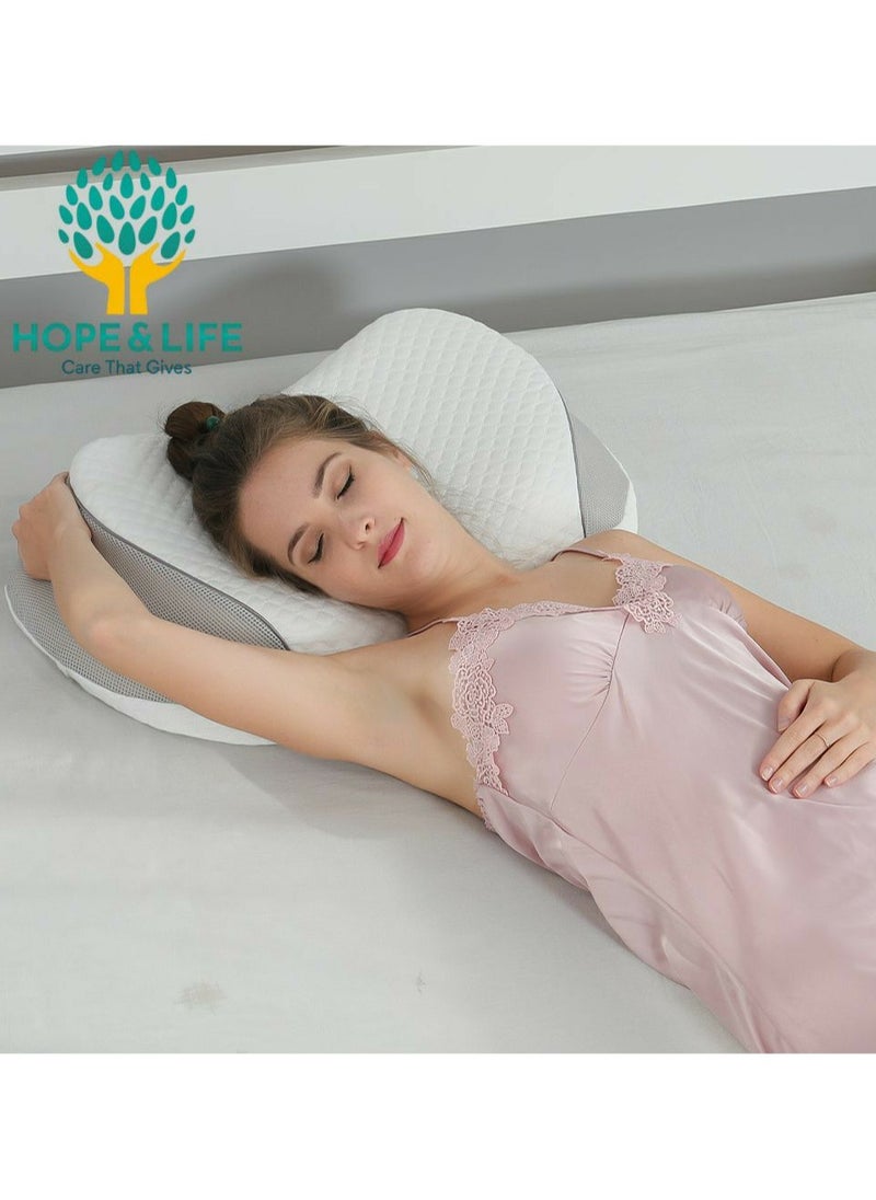 Hope And Life Amal Wa Hayat Medical Pillow for Neck and Neck Support, made of memory foam, odor-free and breathable, size 63*12*32 cm  - Image 1