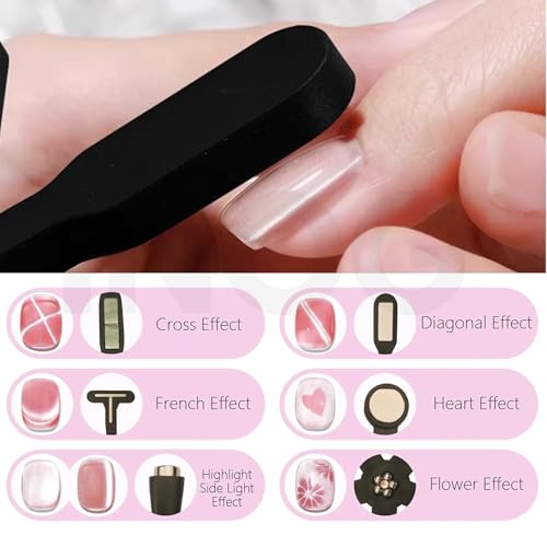 INOG Nail Magnet Tool, Super Long Double-head Nail Magnet Pens Magnet Stick 3D Magnetic Cat Eye Gel Polish Nail Art, for DIY 3d Magnetic, Salon, Studio or Home (6 in 1) - Image 3