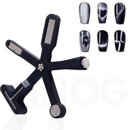 INOG Nail Magnet Tool, Super Long Double-head Nail Magnet Pens Magnet Stick 3D Magnetic Cat Eye Gel Polish Nail Art, for DIY 3d Magnetic, Salon, Studio or Home (6 in 1) - Image 1