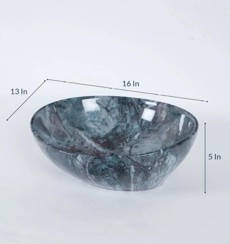NEROBI Designer Glossy Finish Table Top Ceramic Wash Basin Vessel Sink with Slim Rim | Beautiful Ovel Shape Wash Basin (Boat Navy Blue wash Basin, 16 x 13 x 5 Inch) - Image 2