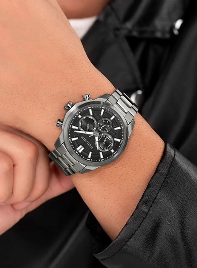 POLICE Rangy Gents Chronograph Watch With Black Dial & Grey Bracelet -PEWJK0021003