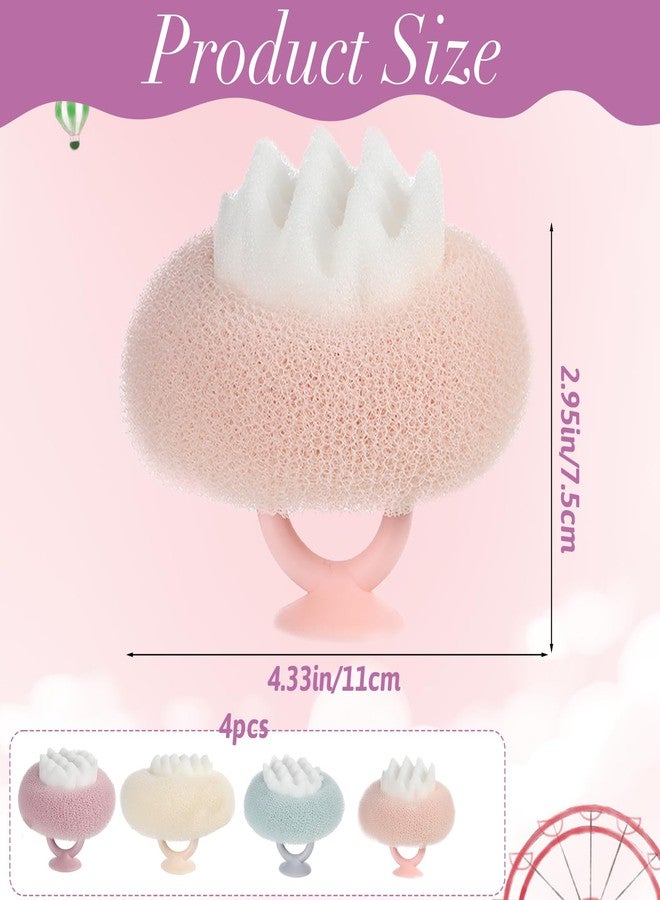 YBEATY 4 Pcs Soft Sunflower Suction Cup Bath Ball Exfoliating Bathing Sponge with Finger Rings Mesh Shower Body Loofah Sponge Cleaning Brush for Women Men Shower Accessories - Image 2