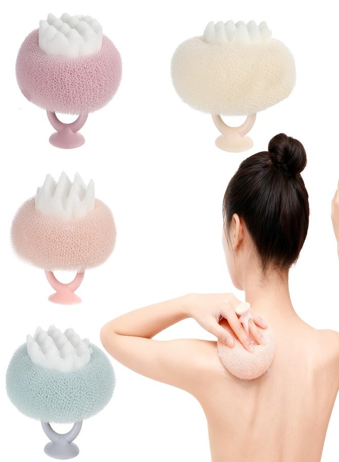 YBEATY 4 Pcs Soft Sunflower Suction Cup Bath Ball Exfoliating Bathing Sponge with Finger Rings Mesh Shower Body Loofah Sponge Cleaning Brush for Women Men Shower Accessories - Image 1