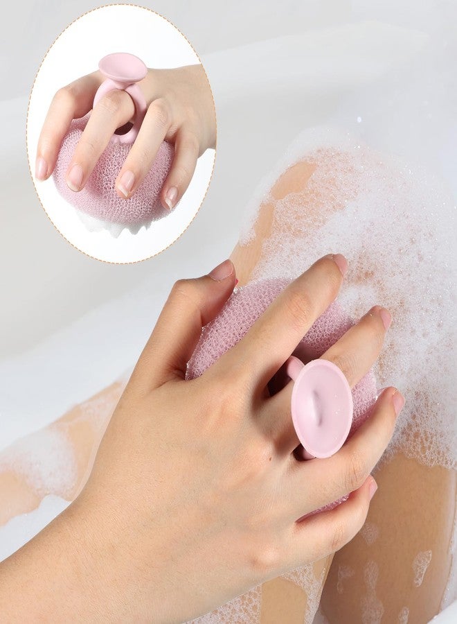 YBEATY 4 Pcs Soft Sunflower Suction Cup Bath Ball Exfoliating Bathing Sponge with Finger Rings Mesh Shower Body Loofah Sponge Cleaning Brush for Women Men Shower Accessories - Image 3