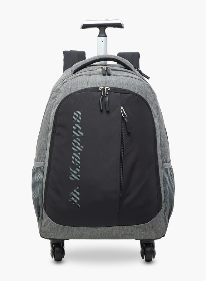 Kappa Boys Logo Print Trolley Backpack with Retractable Handle - 48x34x23 cm  - Image 1