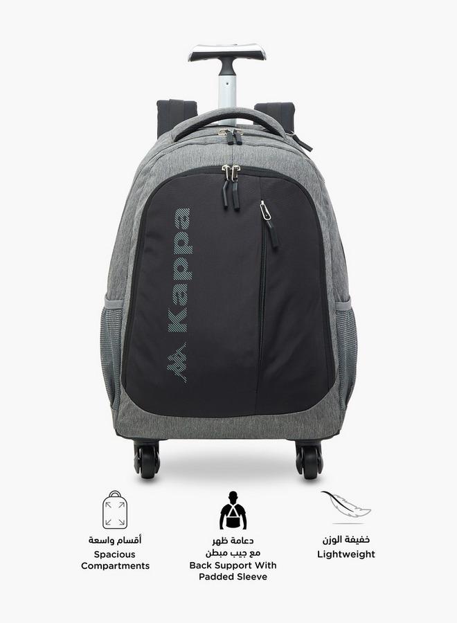 Kappa Logo Print Trolley School Backpack With Retractable Handle - 48X34X23 Cm - Image 4
