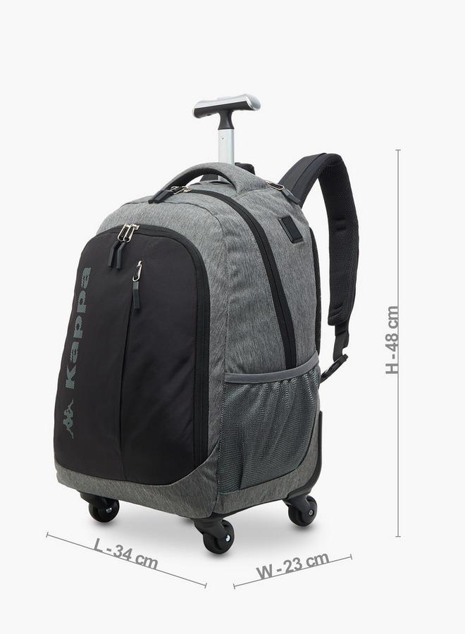 Kappa Logo Print Trolley School Backpack With Retractable Handle - 48X34X23 Cm - Image 2