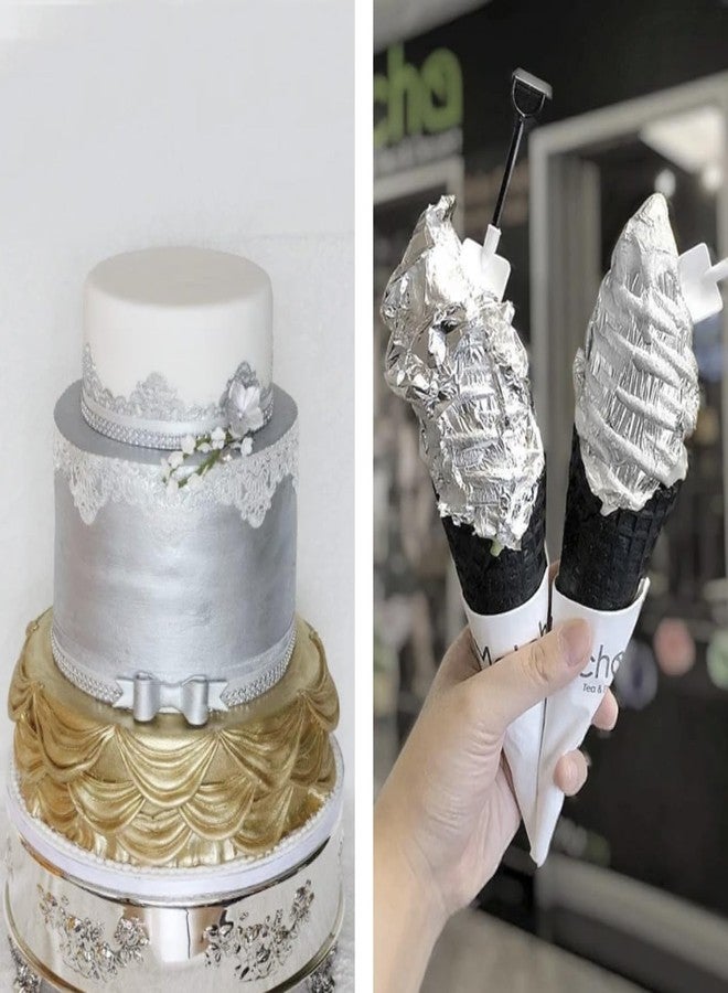 A.K GOLD LEAF Edible Silver Leaf 6x4 inch for Sweets, Cakes, Bakers, Face Pack, Facial, Royal Drinks Pack of 50 - Image 5