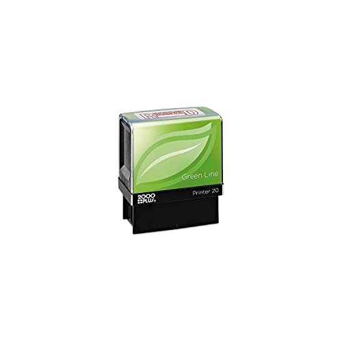 2000 PLUS Green Line Self-Inking Message Stamp, RECEIVED, 80% Recycled, 1 1/2" x 9/16" Impression, Red Ink (098372) - Image 1
