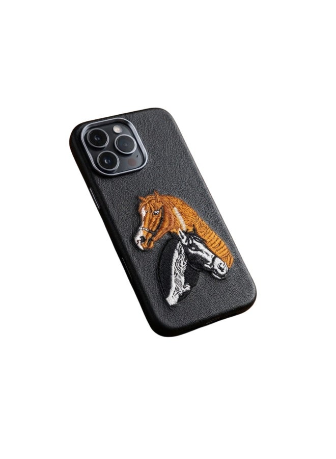 iphone 15promax Premium Luxury Leather Case with Embossed Horse Design | Slim Shockproof Protective Back Cover - Image 2