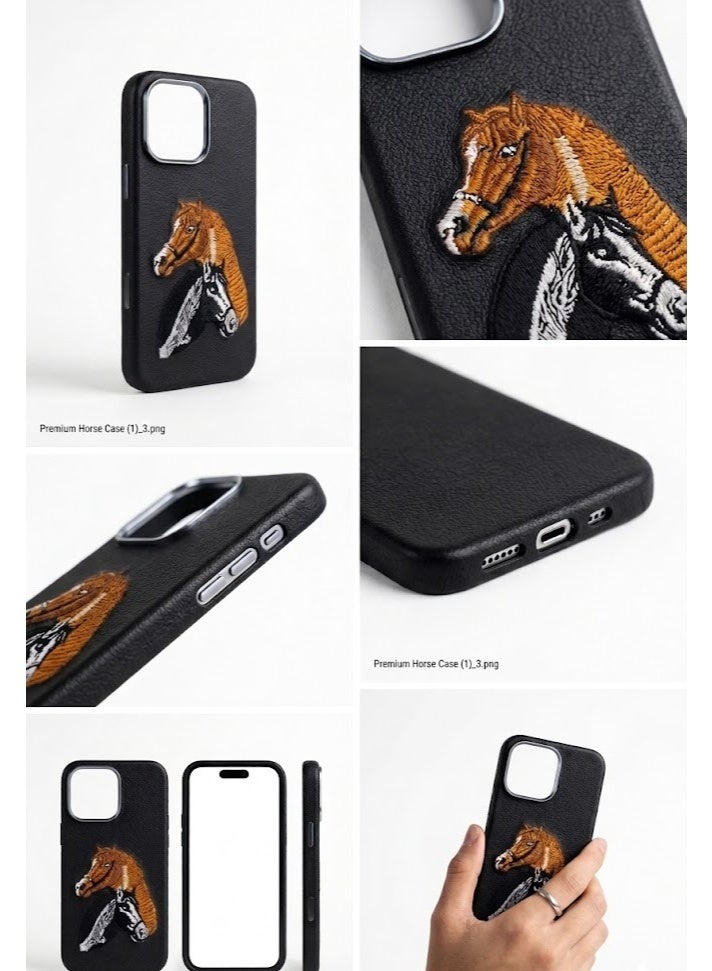 iphone 15promax Premium Luxury Leather Case with Embossed Horse Design | Slim Shockproof Protective Back Cover - Image 5