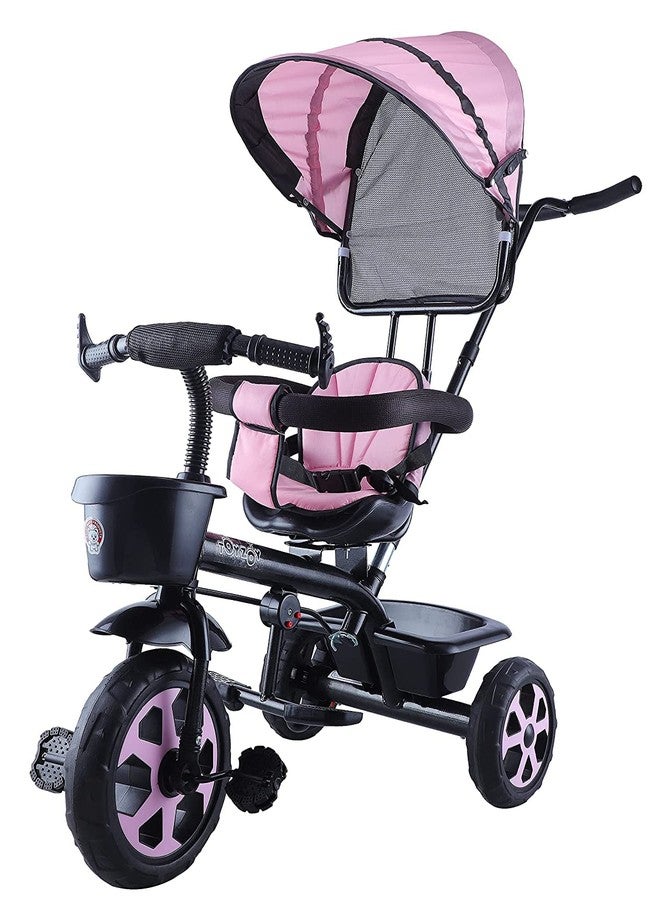JoyRide Stroller Tricycle| Baby Trike|Tricycle with Canopy and Parental Adjust Push Handle for Kids|Boys|Girls Age Group 1.5 to 5 Years (Pink) - Image 1