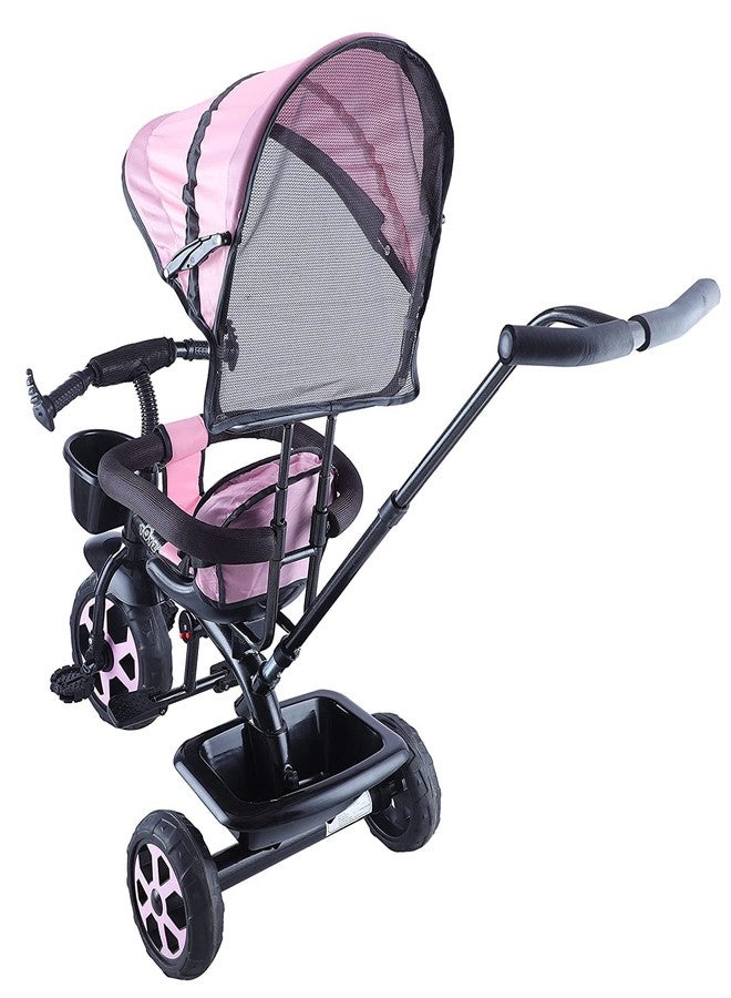 JoyRide Stroller Tricycle| Baby Trike|Tricycle with Canopy and Parental Adjust Push Handle for Kids|Boys|Girls Age Group 1.5 to 5 Years (Pink) - Image 3