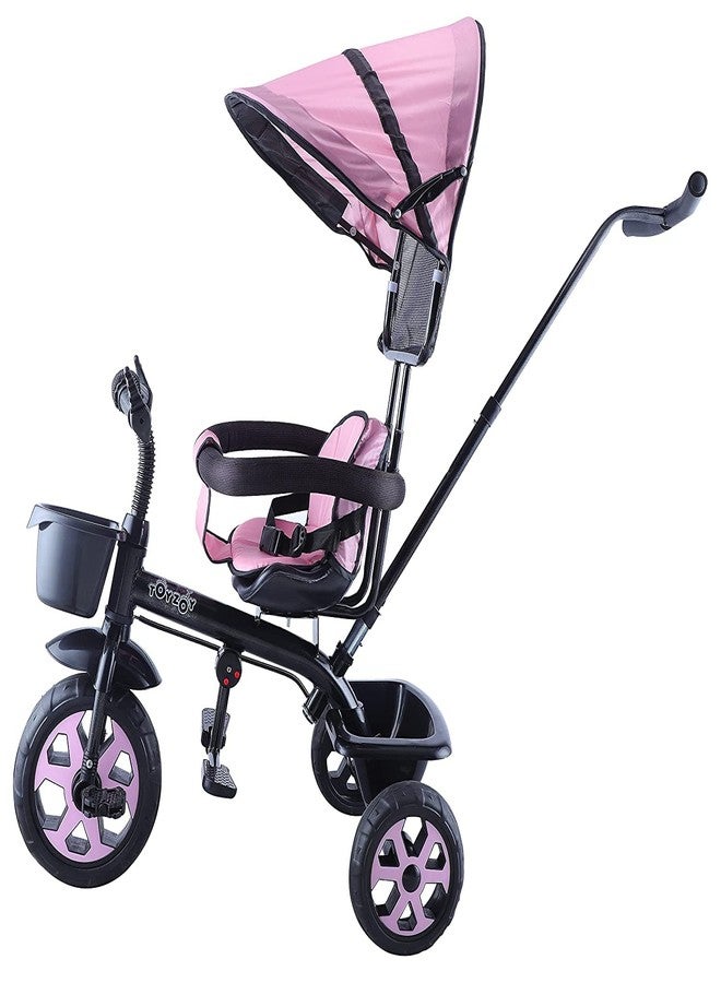 JoyRide Stroller Tricycle| Baby Trike|Tricycle with Canopy and Parental Adjust Push Handle for Kids|Boys|Girls Age Group 1.5 to 5 Years (Pink) - Image 2