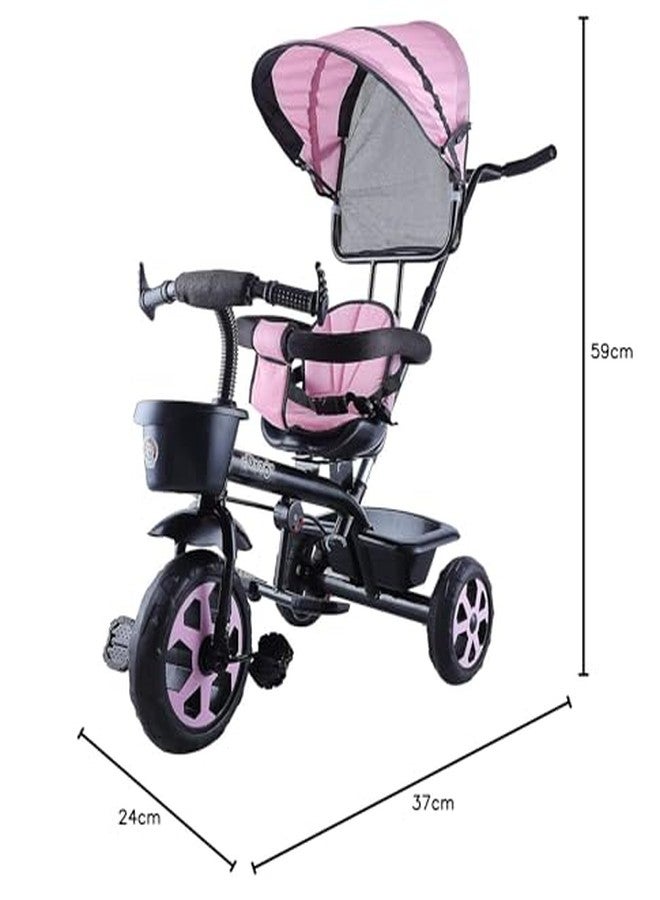 JoyRide Stroller Tricycle| Baby Trike|Tricycle with Canopy and Parental Adjust Push Handle for Kids|Boys|Girls Age Group 1.5 to 5 Years (Pink) - Image 5
