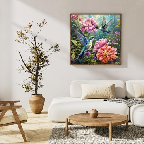 Okarina Paint by Numbers Kit for Adults Beginner Hummingbird, Flower Adult Paint by Number Kits on Canvas, Bird DIY Acrylic Oil Painting by Numbers for Adults, Perfect for Home Wall Decor 16X16 Inch - Image 3