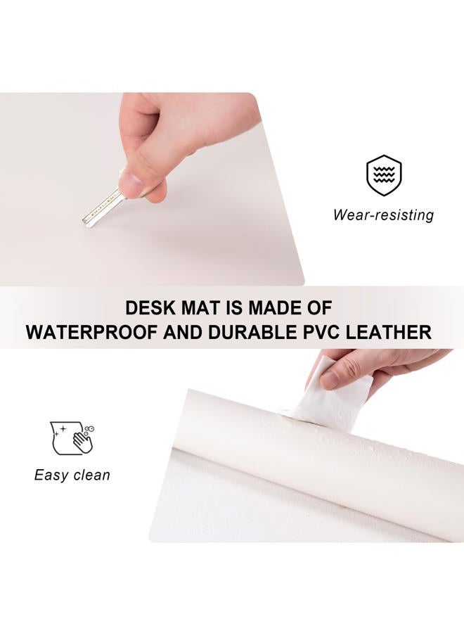 CADONO Leather Desk Pad Protector,Non-Slip Desk Pad,on-Slip PU Leather Large Mouse Pad,Easy Clean Desk Protecor Mat,Writing Pad for Office Work/Home/Decor(Eggshell, 23.6" x 13.7") - Image 2