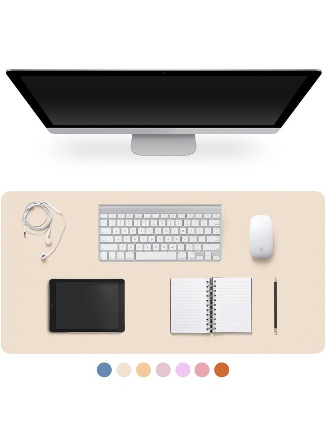 CADONO Leather Desk Pad Protector,Non-Slip Desk Pad,on-Slip PU Leather Large Mouse Pad,Easy Clean Desk Protecor Mat,Writing Pad for Office Work/Home/Decor(Eggshell, 23.6" x 13.7") - Image 1