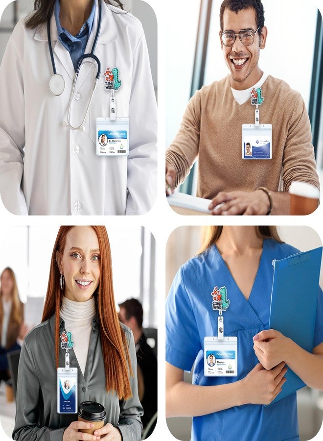 BEZTN I Steal Hearts Cute Dinosaur Badge Reel, Retractable ID Card Funny Badge Holder with Alligator Clip, Name Tag Badge Buddy for Nurse Doctor Nursing Student Teacher Social Worker RN CNA LPN MA Gifts - Image 2