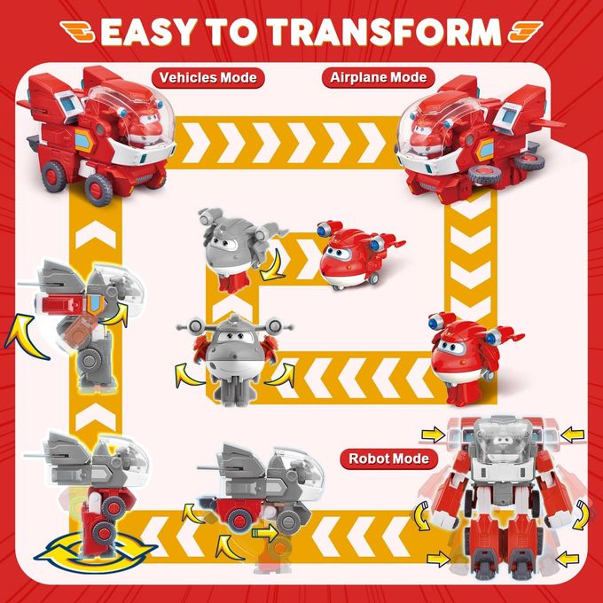 SUPER WINGS Toys, 7 Inch Jett's Super Mecha Transforming Robot, Transforming from Toy Plane to Robot just 14 Steps, Action Figures Toy for Kids Ages 3 and Up, Gifts for Boys and Girls - Image 3