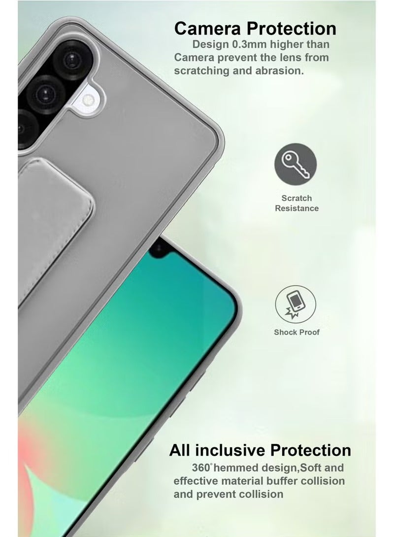 3-in-1 Magnetic Wrist Strap Hand Grip Stand Back Case Cover With Foldable Kickstand & Finger Strap for Samsung Galaxy A56-Grey - Image 2