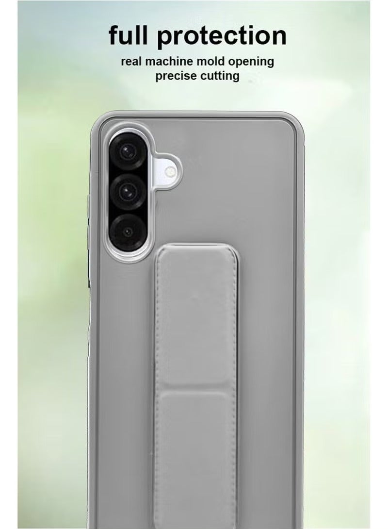 3-in-1 Magnetic Wrist Strap Hand Grip Stand Back Case Cover With Foldable Kickstand & Finger Strap for Samsung Galaxy A56-Grey - Image 4