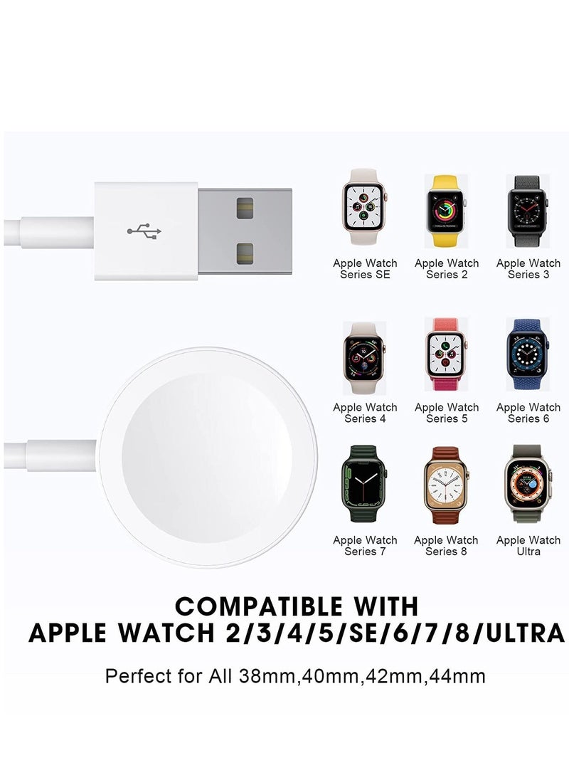 ELTRAZONE ???? ???????? for Apple Watch Charger Magnetic Fast Charging Cable [Portable] Magnetic Wireless Charging Compatible with Apple Watch Series Ultra/8/7/6/SE/SE2/5/4/3/2/1-[3.3ft/1M] White - Image 2