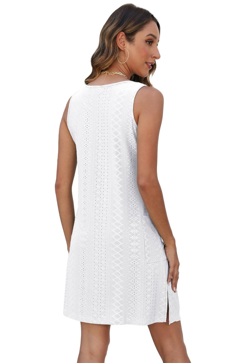 BKRIVE Summer Dresses for Women 2026 Loose Sleeveless Dress Sundresses Soft Dress with Pockets Plain White L - Image 5